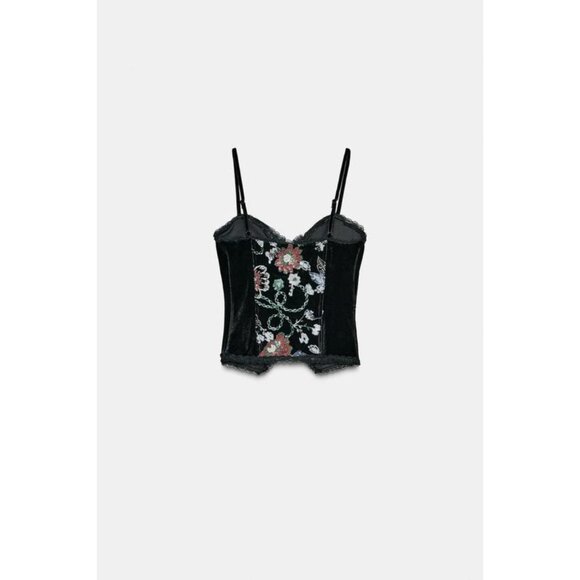 ZARA EMBROIDERED VELVET CORSET - Picture 5 of 6